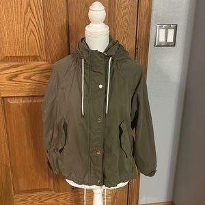 Zara woman hooded jacket, sz S, olive green